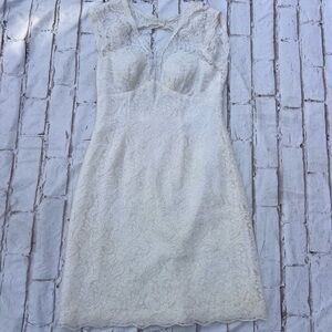 Watters Ivory Lace Mini Dress